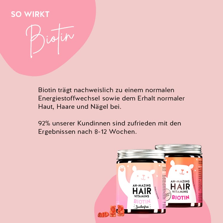 Dies ist die Wirkung der Ah-mazing Hair Vitamins von Bears with Benefits mit Biotin für schönes, volles Haar und Nägel