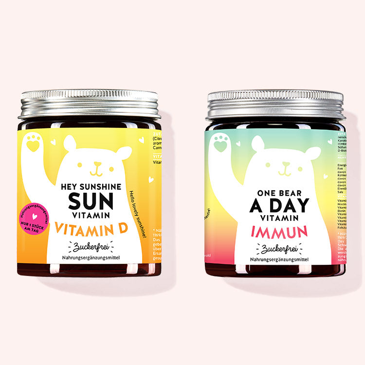 2er Set "Fit im Winter Duo" bestehend aus den Hey Sunshine Sun Vitamins mit Vitamin D und den One Bear A Day Vitamins mit Immunkomplex von Bears with Benefits