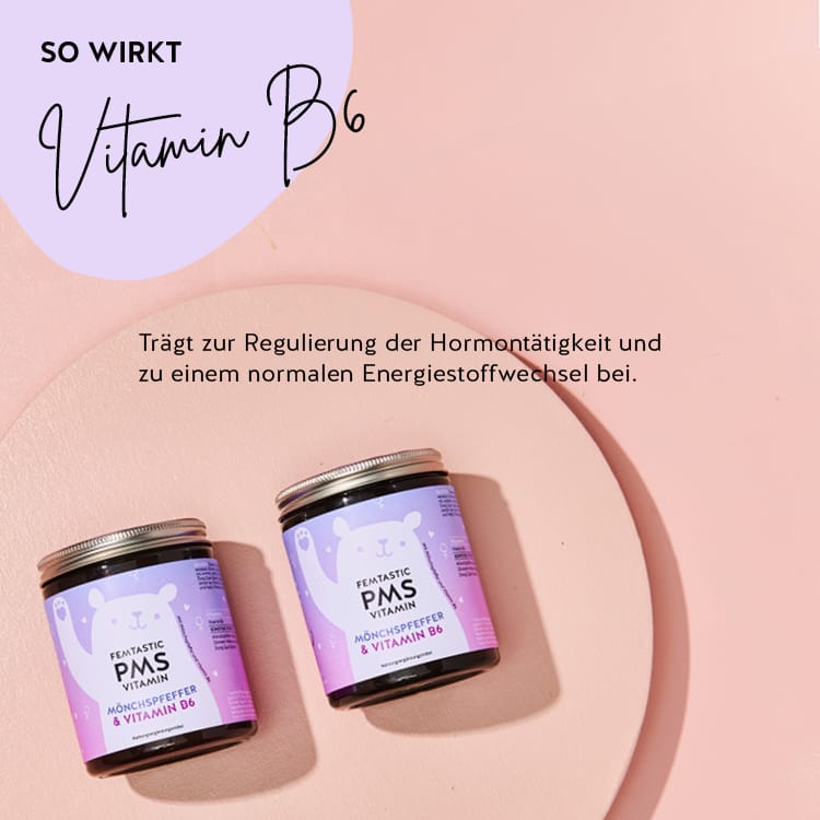 Dies ist die Wirkung der Femtastic PMS Vitamins von Bears with Benefits mit Mönchspfeffer, Vitamin B6