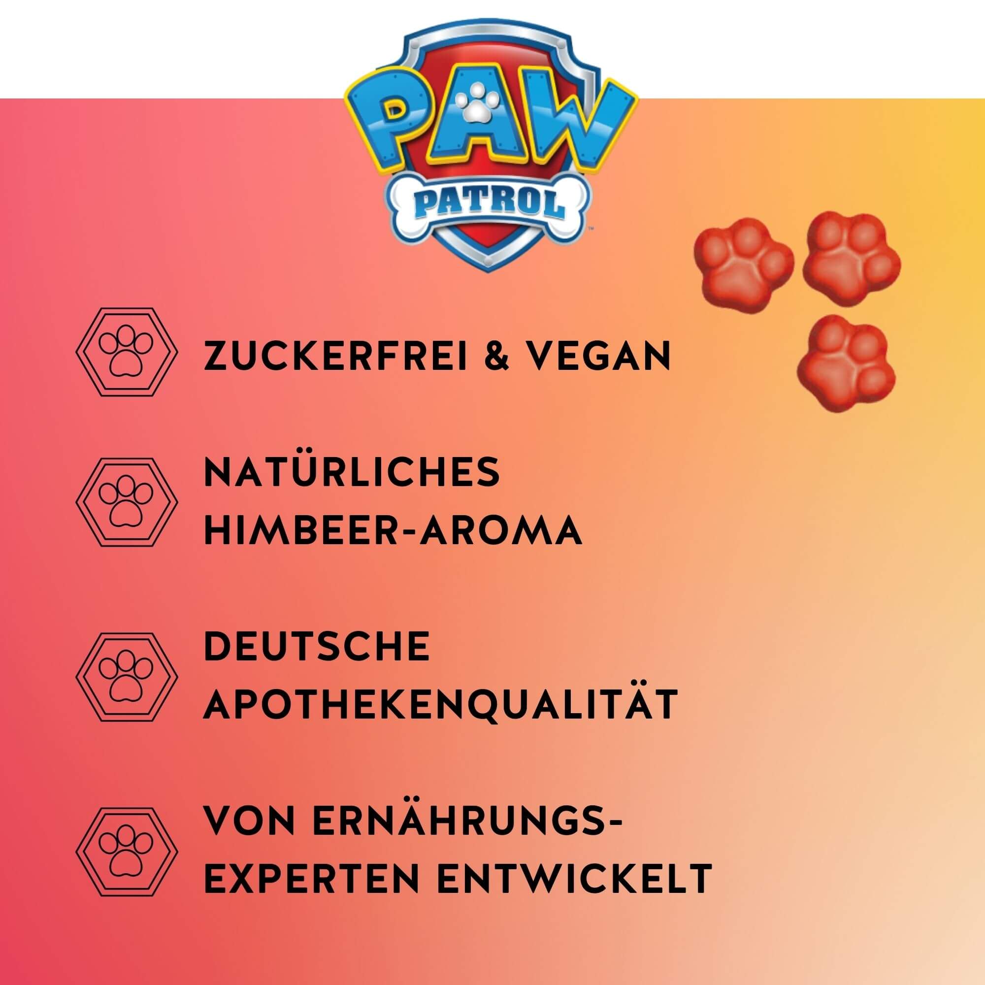 3 Monatskur PAW Patrol Kinder Multivitamin Gummibärchen ab 4 Jahren - zuckerfrei