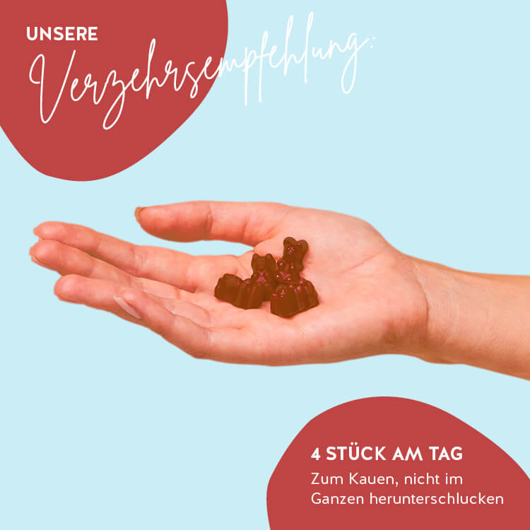 Dies ist die Verzehrsempfehlung der Wahe-Up Call Energy Vitamins von Bears with Benefits.