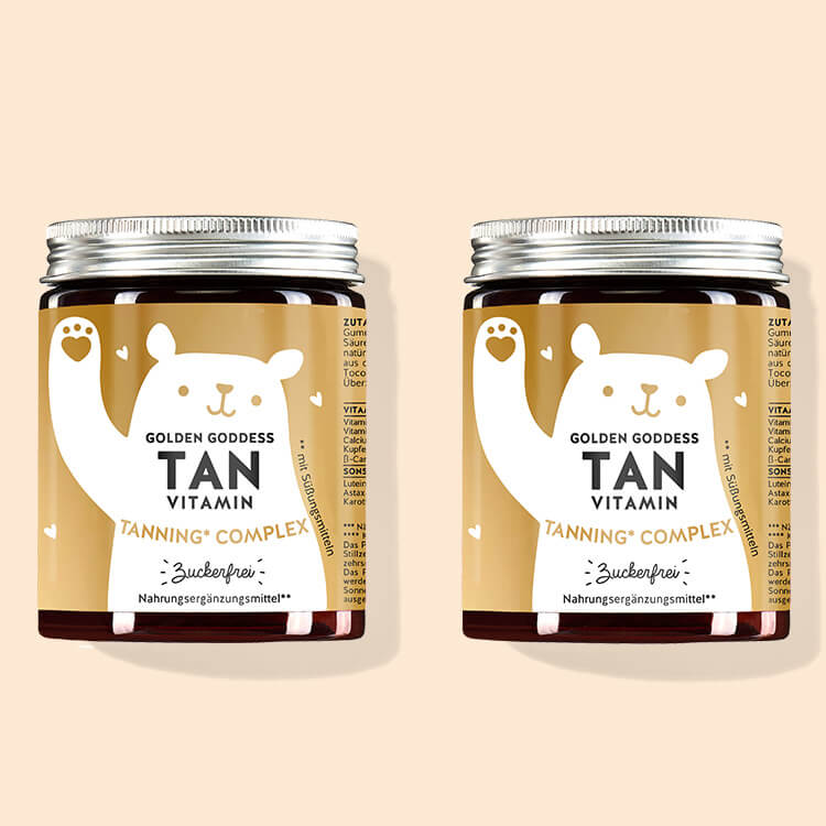 Die Golden Goddess Tan Vitamine mit Beta Carotin von Bears with Benefits als 2 Monatskur.