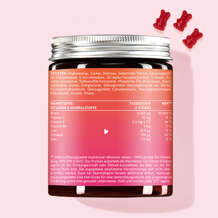 Rückseite des Produkts Ah-Mazing Hair mit Biotin von Bears with Benefits