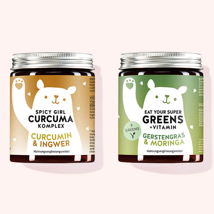 2er Set “Dein Superfoods Duo” bestehend aus den Spicy Girl mit Kurkumawurzelextrakt und Ingwer und den Eat your Super Greens mit Gerstengras, Moringa & 6 weiteren Greens von Bears with Benefits.