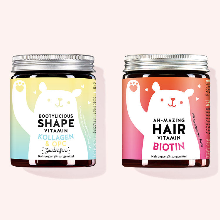 2er Set "Beauty and The Bum Duo" bestehend aus den Bootylicious Shape Vitamins mit Kollagen und den Ah-mazing Hair Vitamins mit Biotin von Bears with Benefits