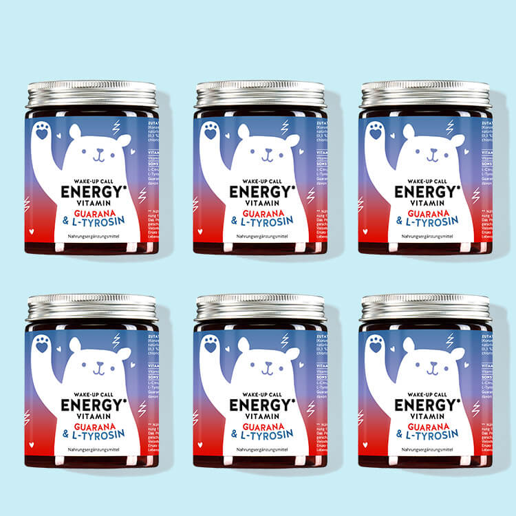 3 Monatskur der Wake-Up Call Energy Vitamins mit Guarana Extrakt und L-Tyrosin  von Bears with Benefits  für einen natürlichen Energy-Kick.