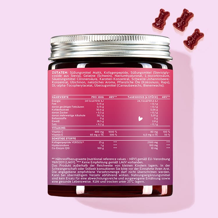 Rückseite des Produkts "Born this way" mit Kollagen und Hyaluron von Bears with Benefits