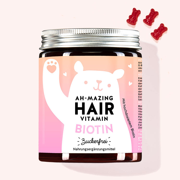 Biotin für Haare, Haut und Nägel. Die zuckerfreien Ah-Mazing Hair Vitamine von Bears with Benefits