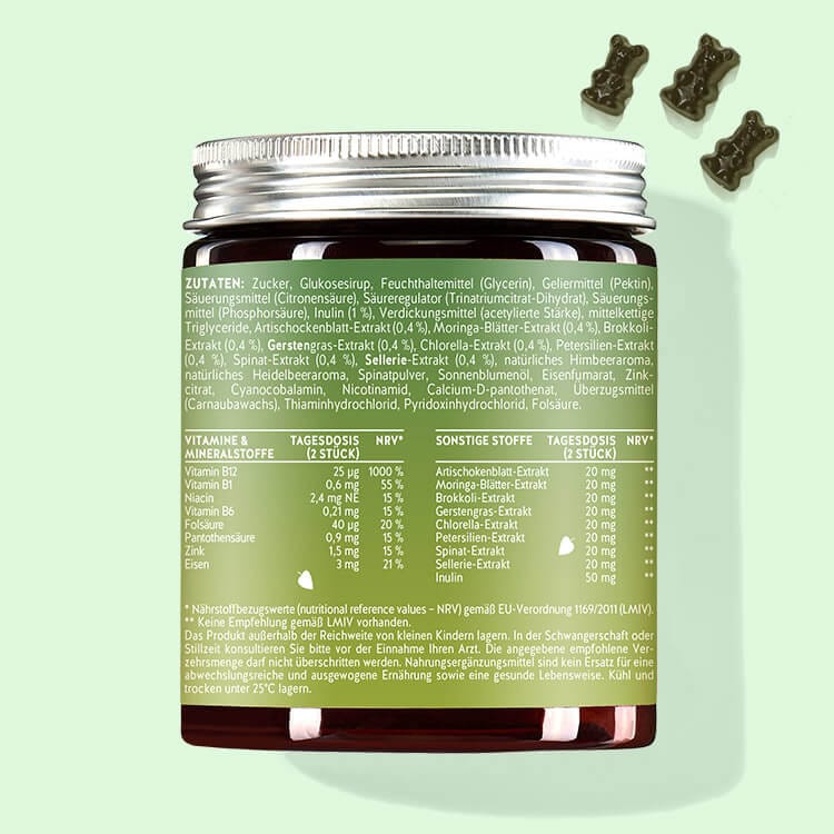 Eine Dose Eat your Super Greens mit Gerstengras, Moringa & 6 weiteren Greens von Bears with Benefits als Allrounder für dein Wohlbefinden.